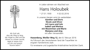Anzeige von Hans Holoubek von MGO