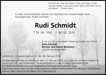 Anzeige von Rudi Schmidt von MGO