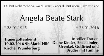 Anzeige von Angela Beate Stark von MGO