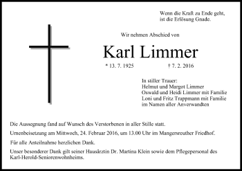 Anzeige von Karl Limmer von MGO