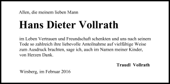 Anzeige von Hans Dieter Vollrath von MGO