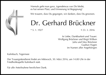 Anzeige von Gerhard Brückner von MGO