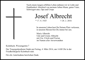 Anzeige von Josef Albrecht von MGO