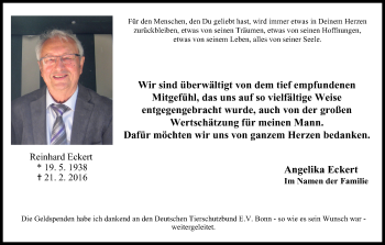 Anzeige von Reinhard Eckert von MGO