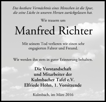 Anzeige von Manfred Richter von MGO