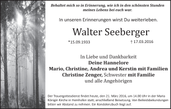 Anzeige von Walter Seeberger von MGO