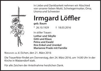 Anzeige von Irmgard Löffler von MGO