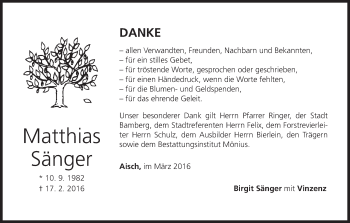 Anzeige von Matthias Sänger von MGO Anzeige von Matthias Sänger von MGO