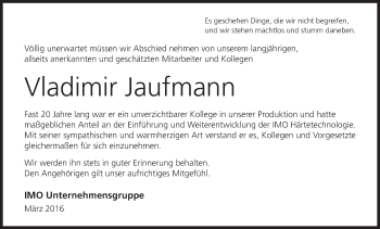 Anzeige von Vladimir Jaufmann von MGO