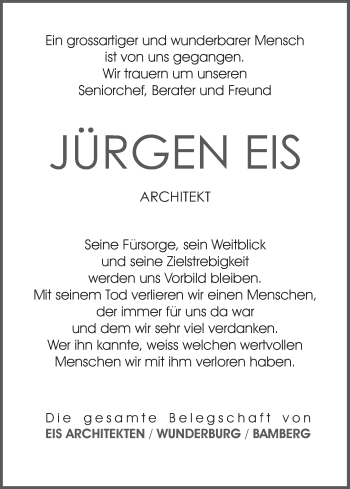 Anzeige von Jürgen Eis von MGO