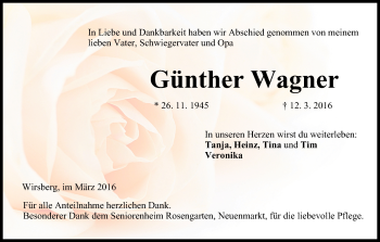 Anzeige von Günther Wagner von MGO