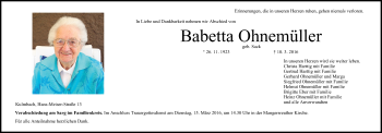 Anzeige von Babetta Ohnemüller von MGO