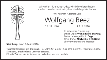 Anzeige von Wolfgang Beez von MGO