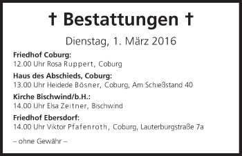 Anzeige von Bestattungen vom 01.03.2016 von MGO
