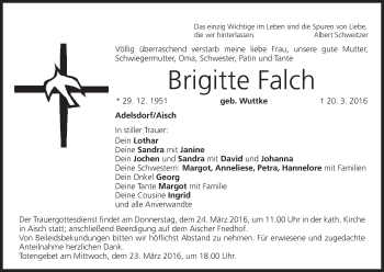 Anzeige von Brigitte Falch von MGO