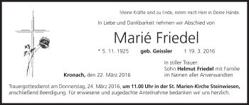 Anzeige von Marié Friedel von MGO