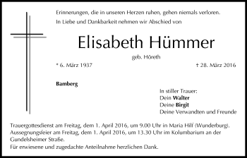 Anzeige von Elisabeth Hümmer von MGO