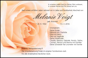 Anzeige von Melanie Voigt von MGO