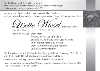 Anzeige von Lisette Wiesel von MGO