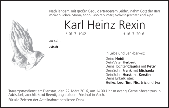 Anzeige von Karl Heinz Rexin von MGO