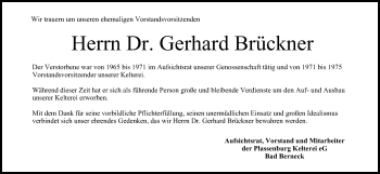 Anzeige von Gerhard Brückner von MGO