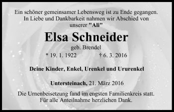 Anzeige von Elsa Schneider von MGO
