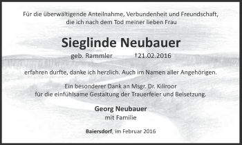 Anzeige von Sieglinde Neubauer von MGO