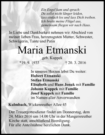 Anzeige von Maria Etmanski von MGO