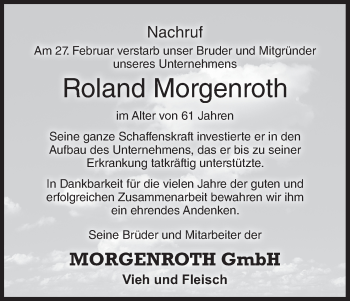 Anzeige von Roland Morgenroth von MGO