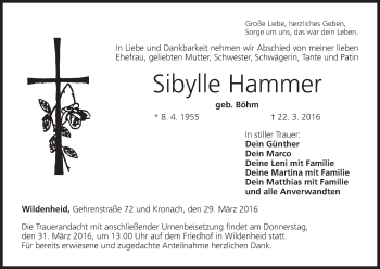 Anzeige von Sibylle Hammer von MGO