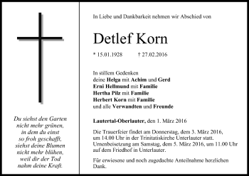 Anzeige von Detlef Korn von MGO