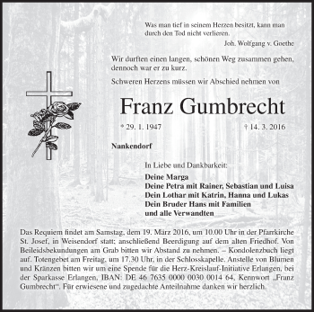 Anzeige von Franz Gumbrecht von MGO