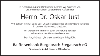Anzeige von Oskar Just von MGO