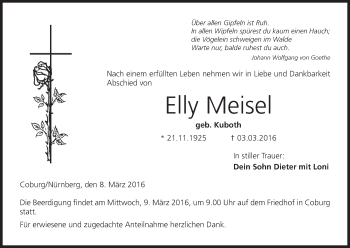 Anzeige von Elly Meisel von MGO