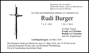 Anzeige von Rudi Burger von MGO
