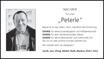 Anzeige von Peterle  von MGO