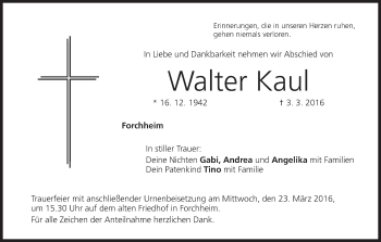 Anzeige von Walter Kaul von MGO