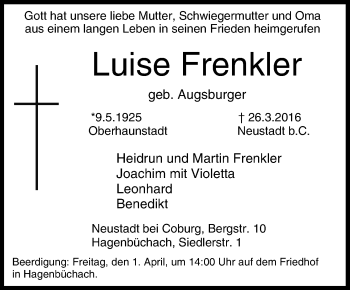 Anzeige von Luise Frenkler von MGO