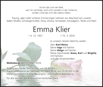 Anzeige von Emma Klier von MGO