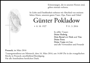 Anzeige von Günter Pokladow von MGO