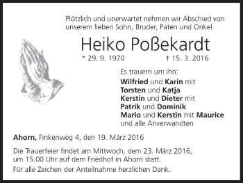 Anzeige von Heiko Poßekardt von MGO