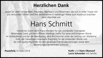 Anzeige von Hans Schmitt von MGO