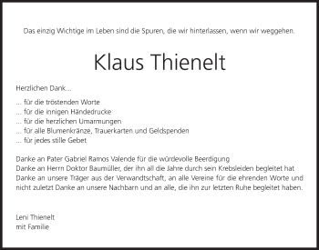 Anzeige von Klaus Thienelt von MGO