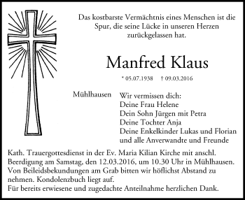 Anzeige von Manfred Klaus von MGO