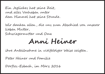 Anzeige von Anni Heiner von MGO