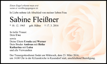 Anzeige von Sabine Fleißner von MGO