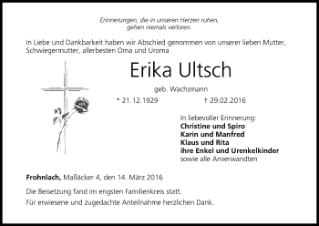 Anzeige von Erika Ultsch von MGO