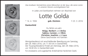 Anzeige von Lotte Golda von MGO