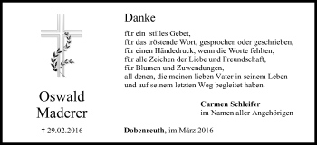 Anzeige von Oswald Maderer von MGO