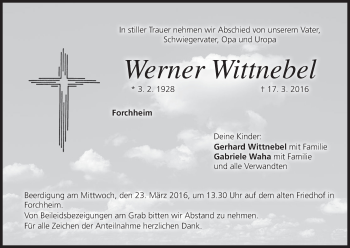 Anzeige von Werner Wittnebel von MGO